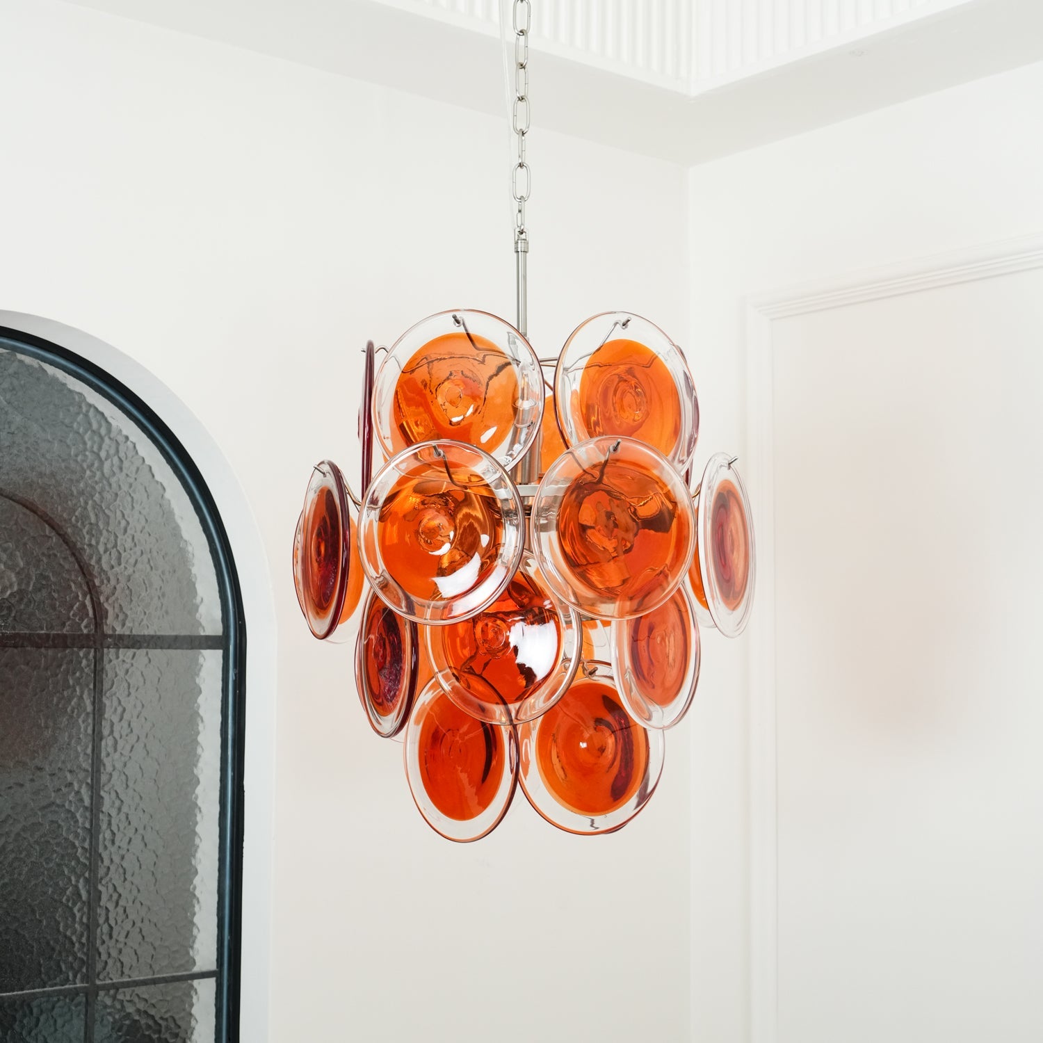 Orange Disk Glass Chandelier