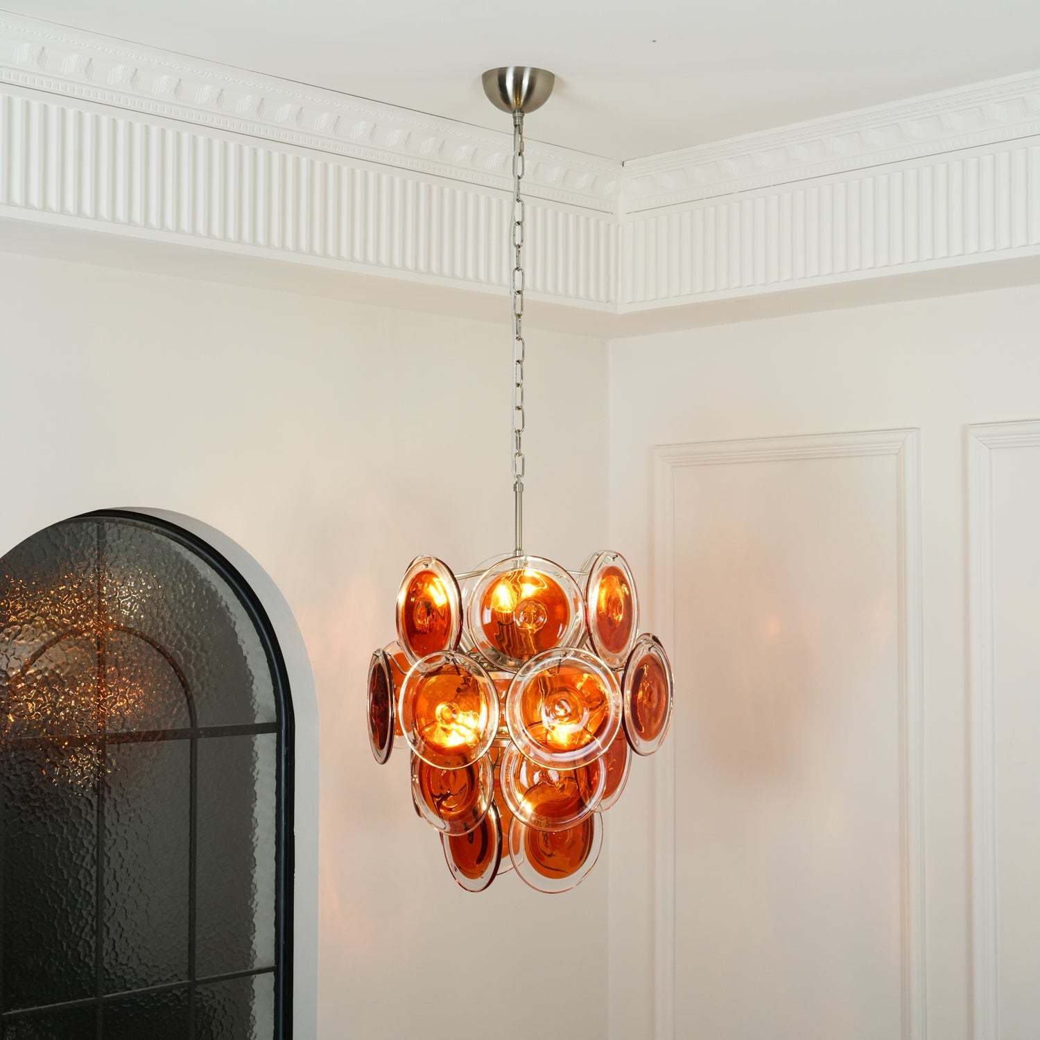Orange Disk Glass Chandelier