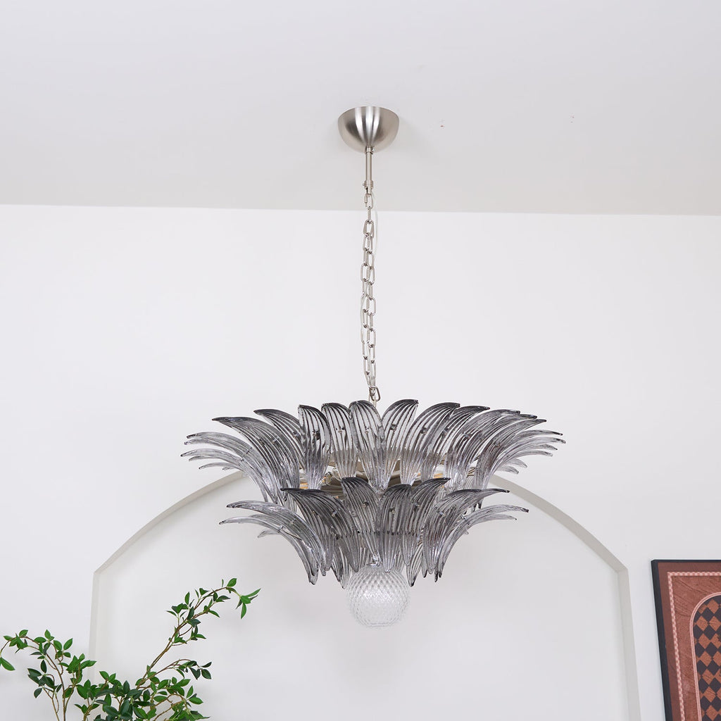 Glass Palmette Transparent Chandelier