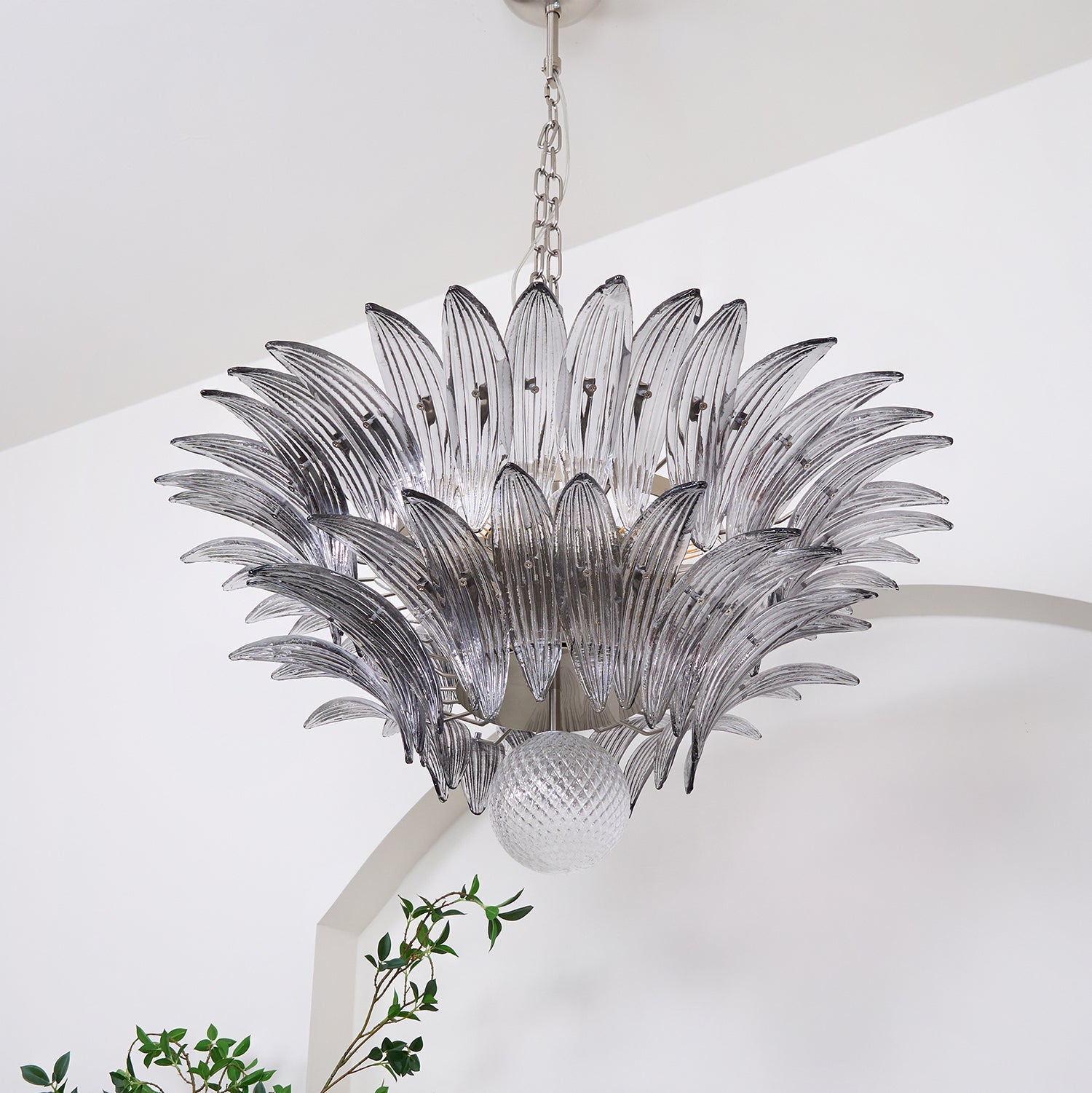 Glass Palmette Transparent Chandelier