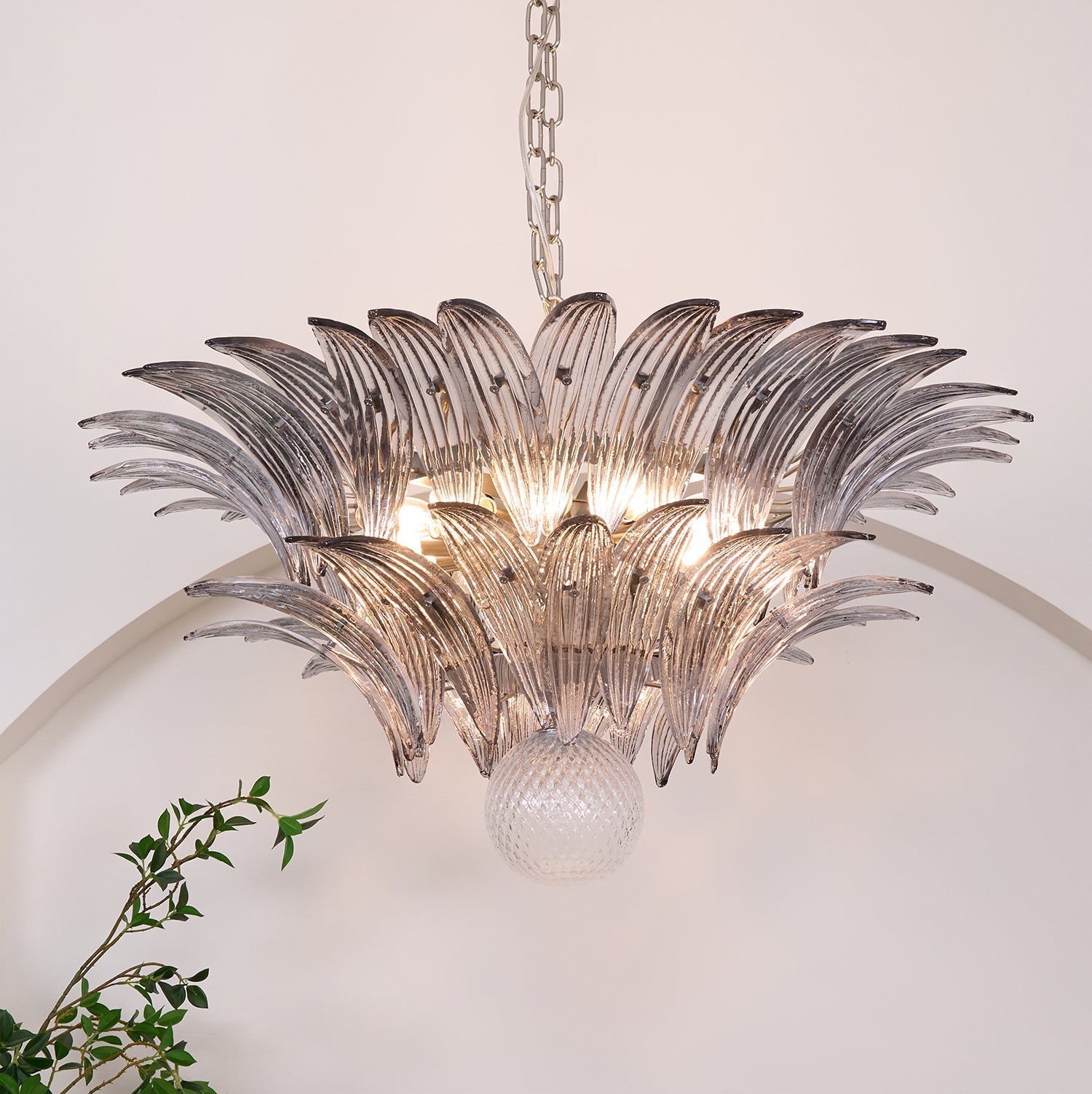 Glass Palmette Transparent Chandelier