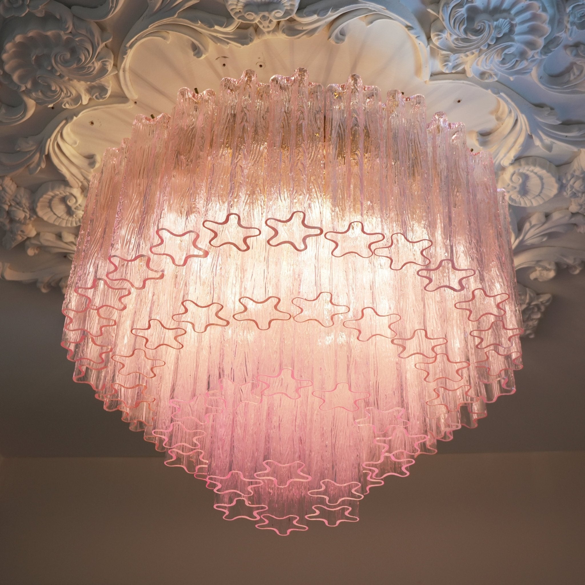 Tubes Pink Glass Ceiling Light