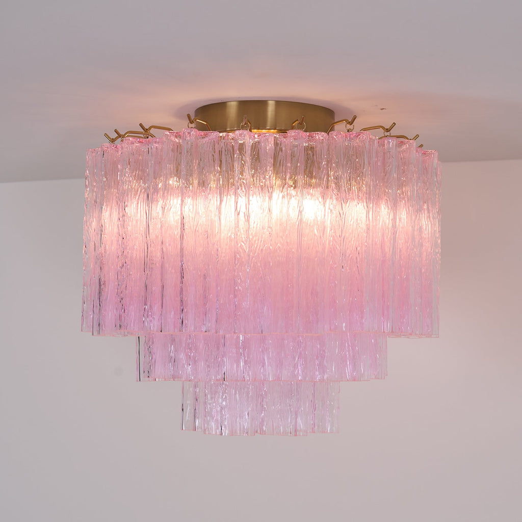 Tubes Pink Glass Ceiling Light