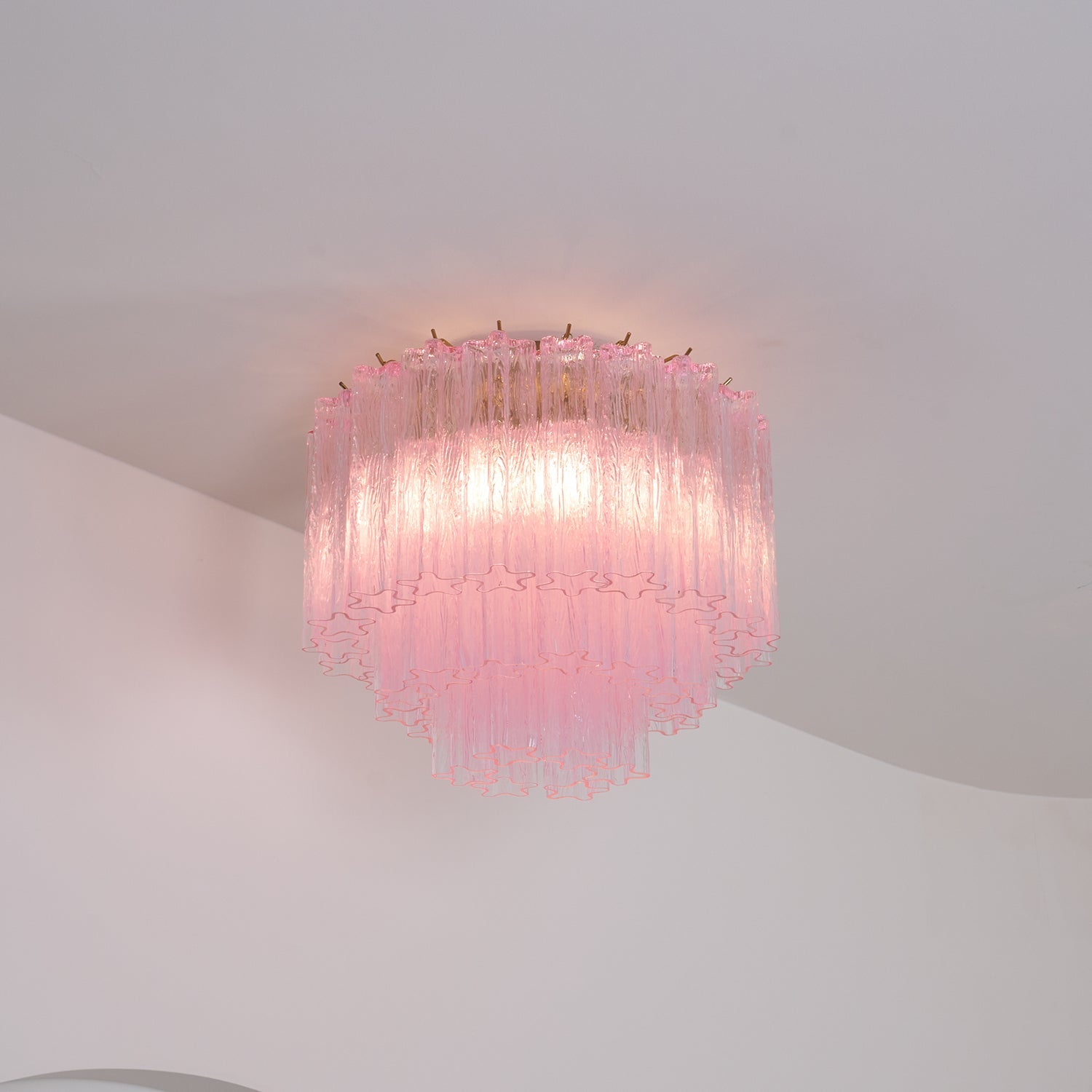 Tubes Pink Glass Ceiling Light