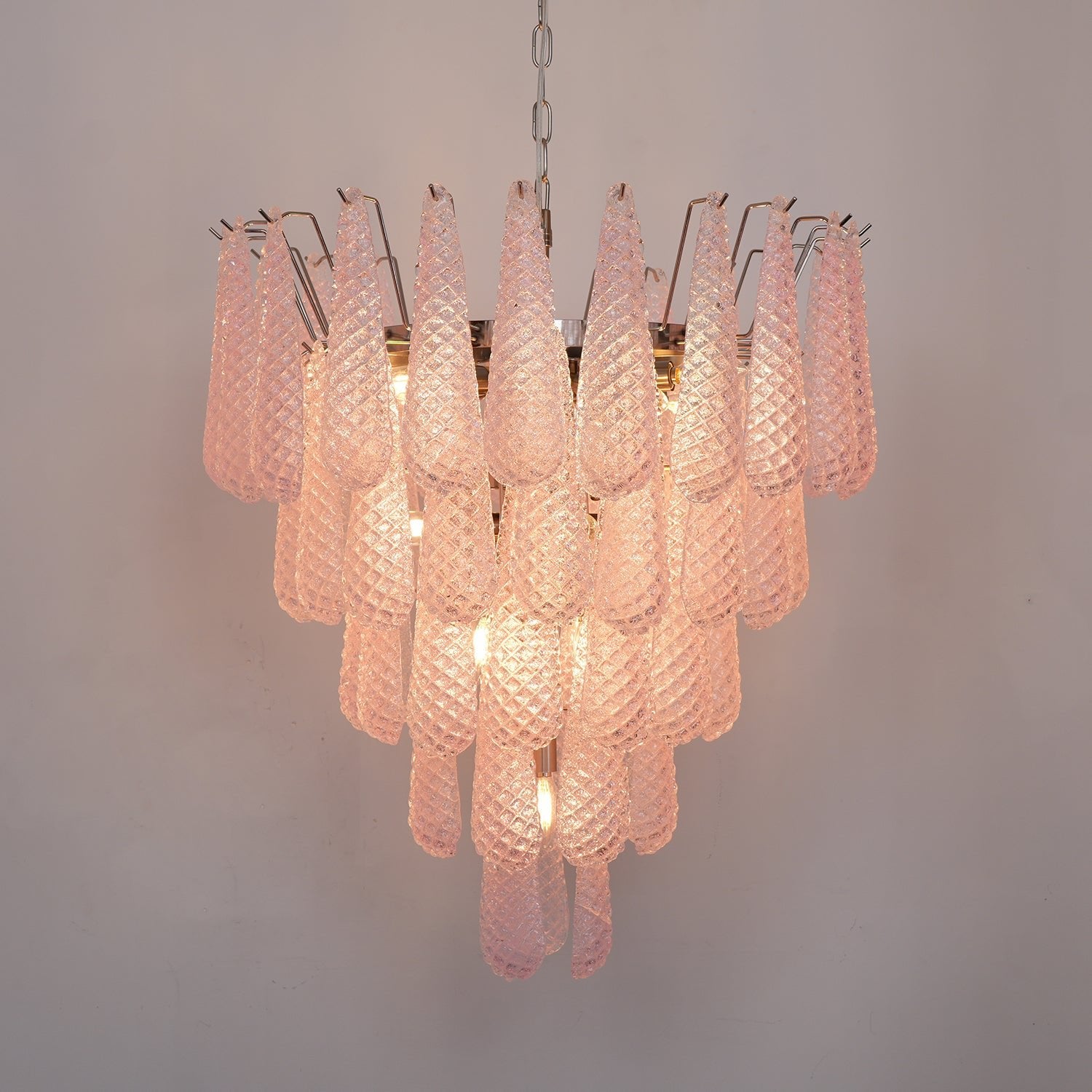 Pink Glass Droplet Chandelier