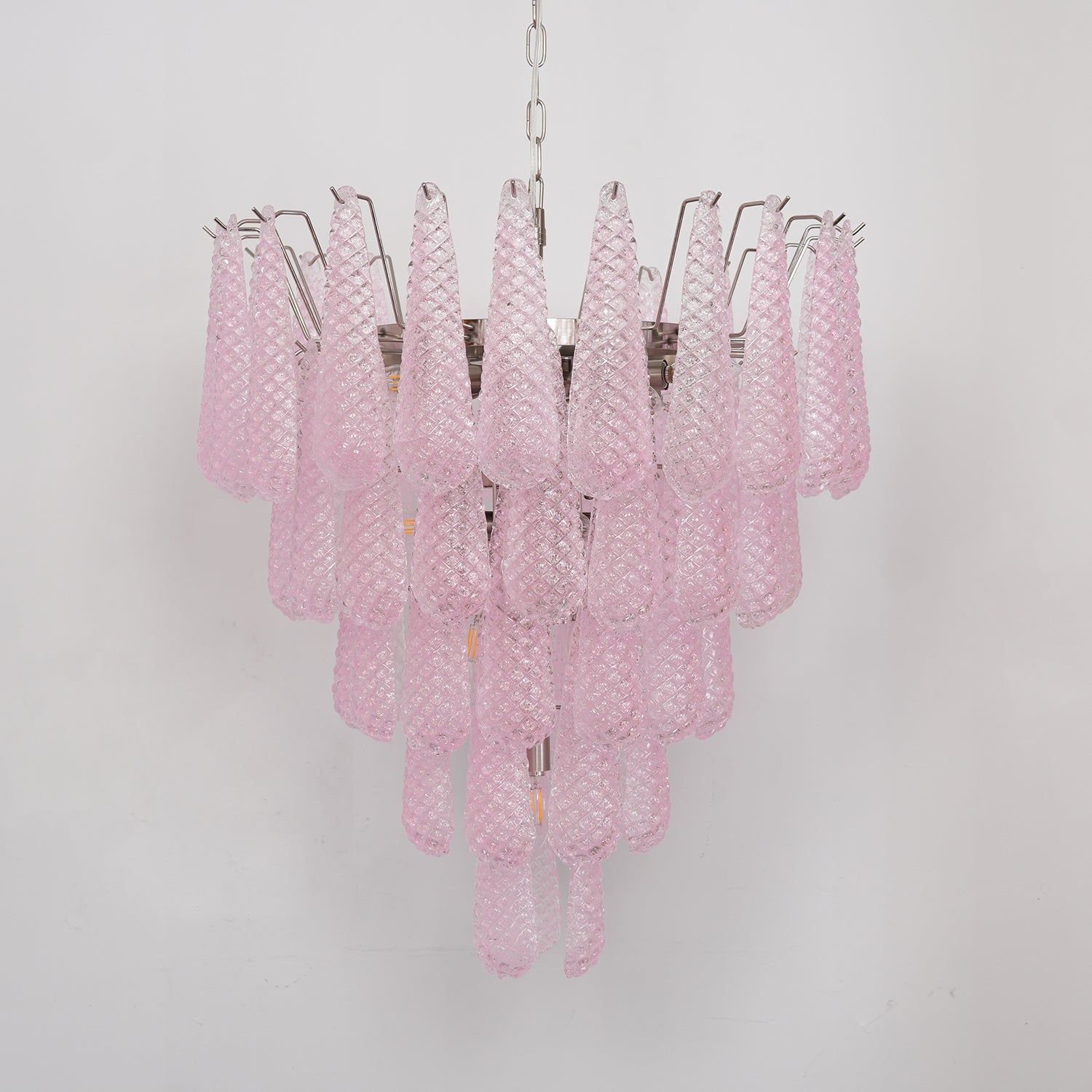 Pink Glass Droplet Chandelier