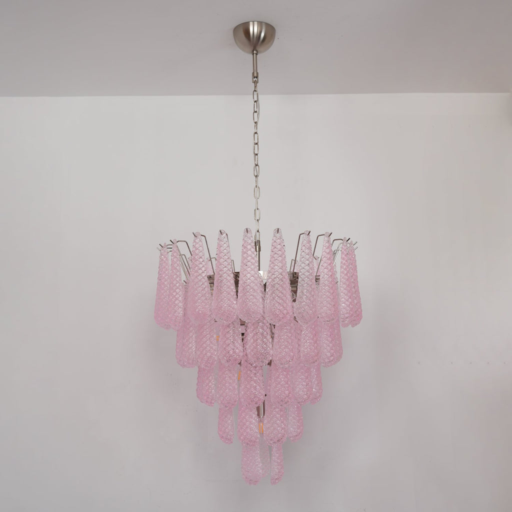 Pink Glass Droplet Chandelier