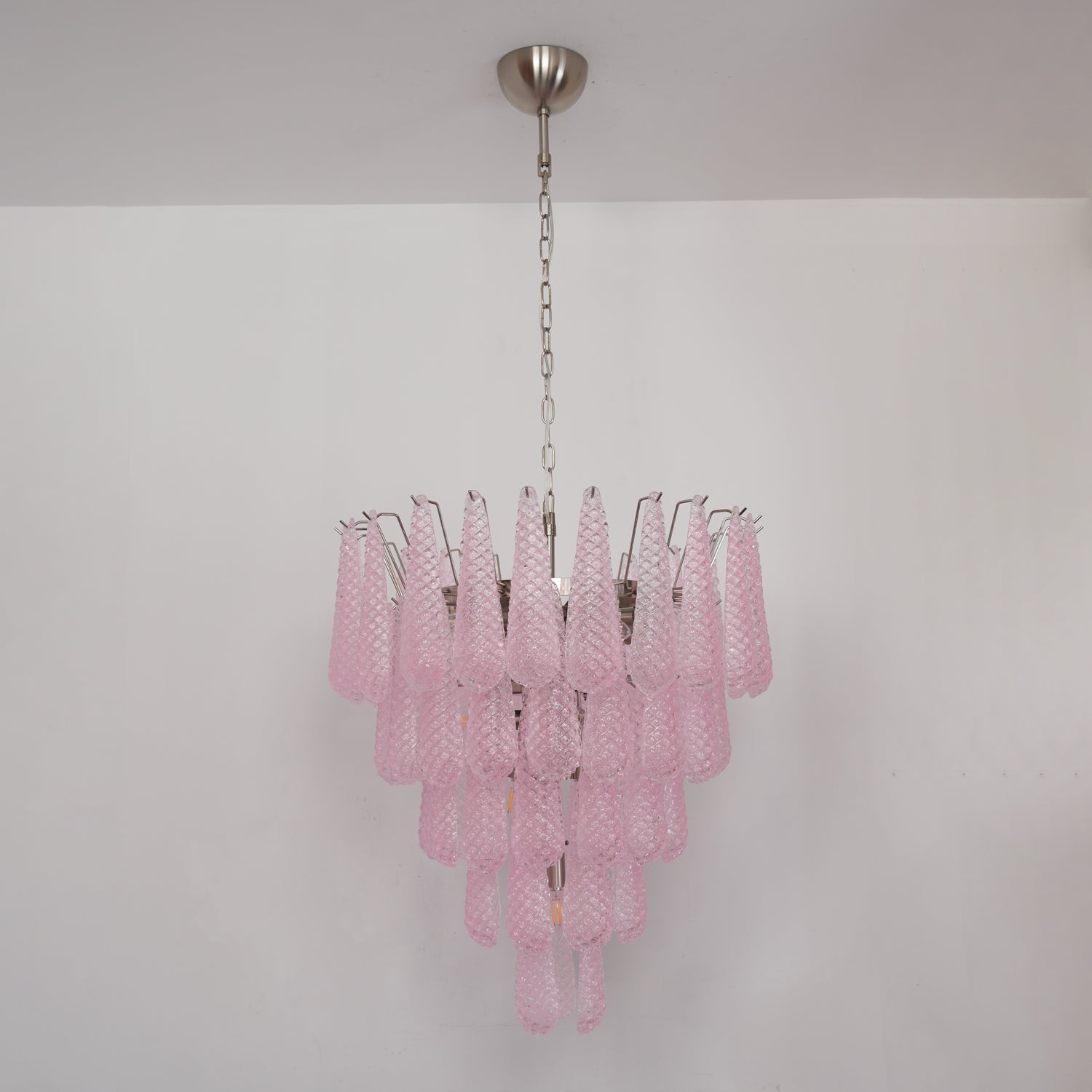 Pink Glass Droplet Chandelier