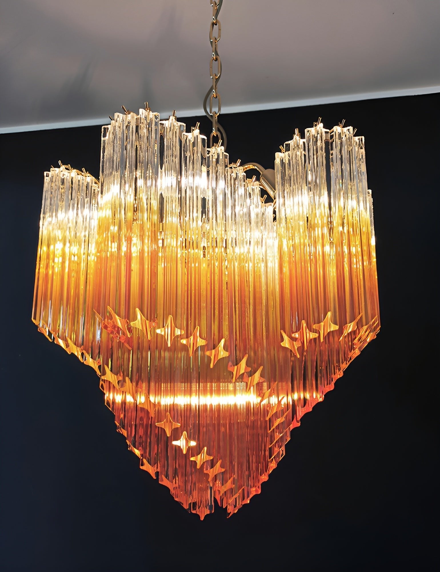 Glass Pink Prism Chandelier