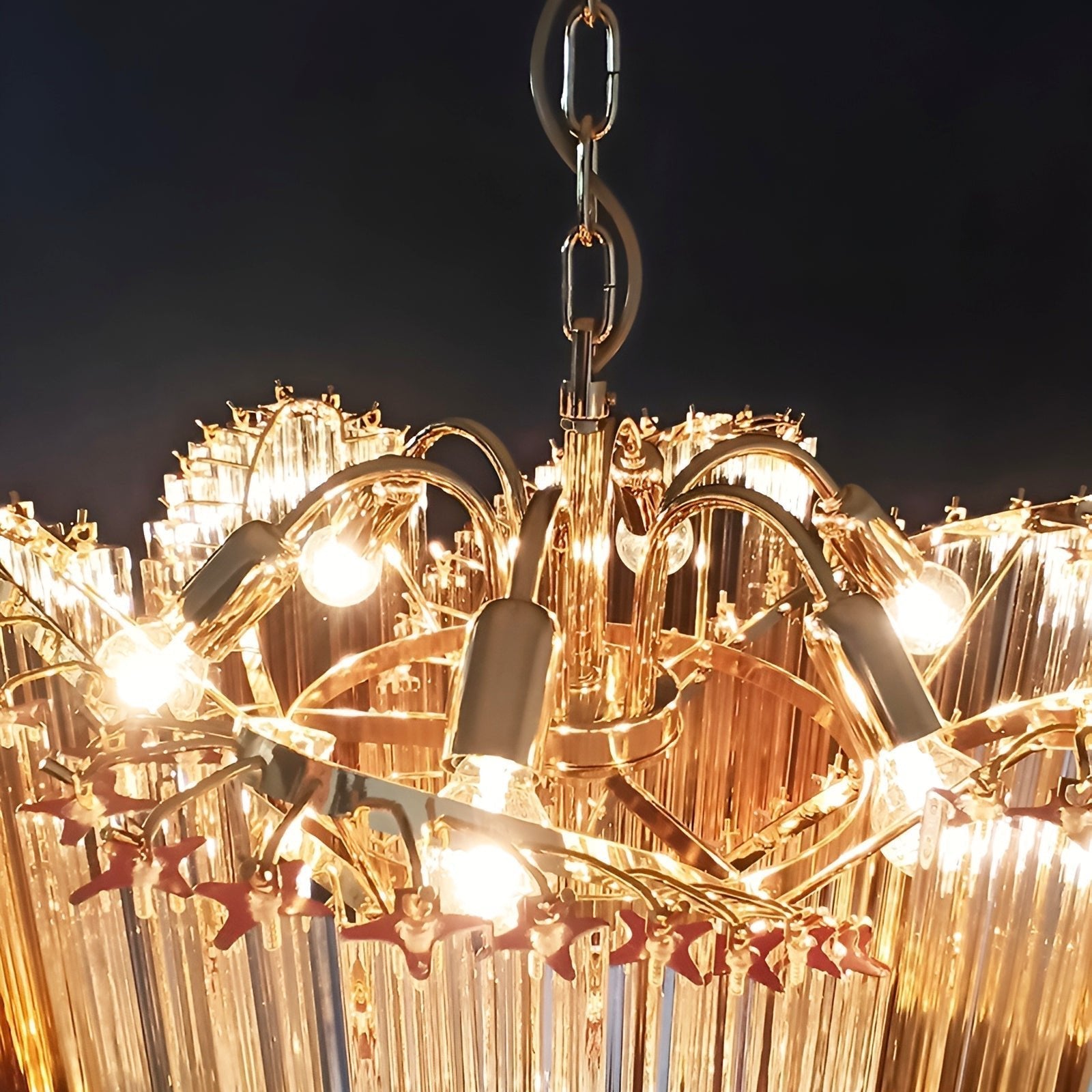 Glass Pink Prism Chandelier