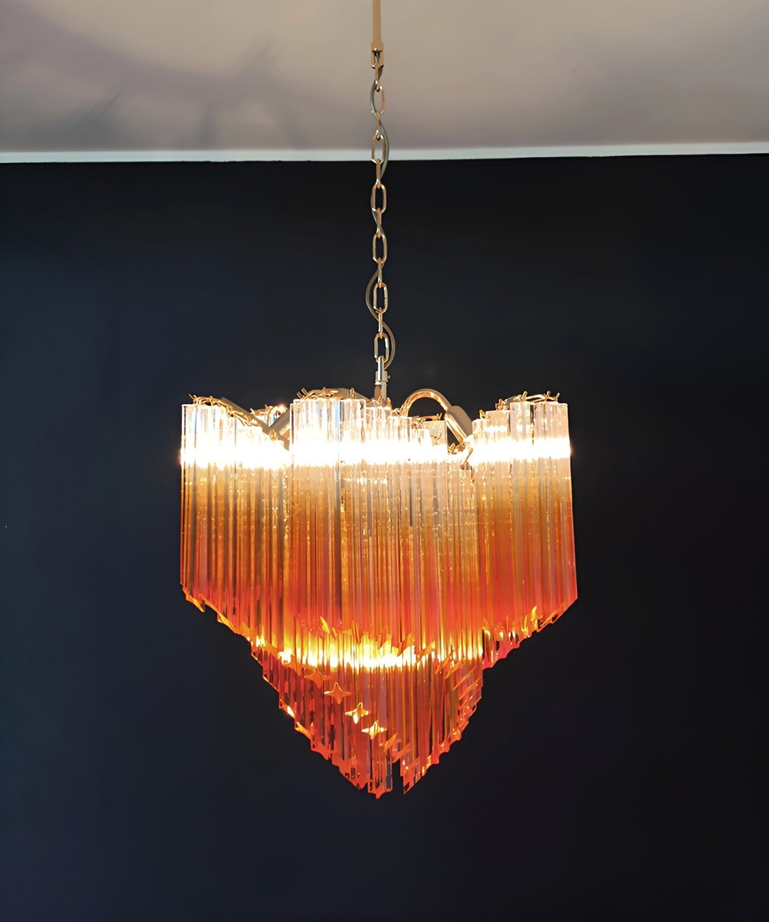 Glass Pink Prism Chandelier