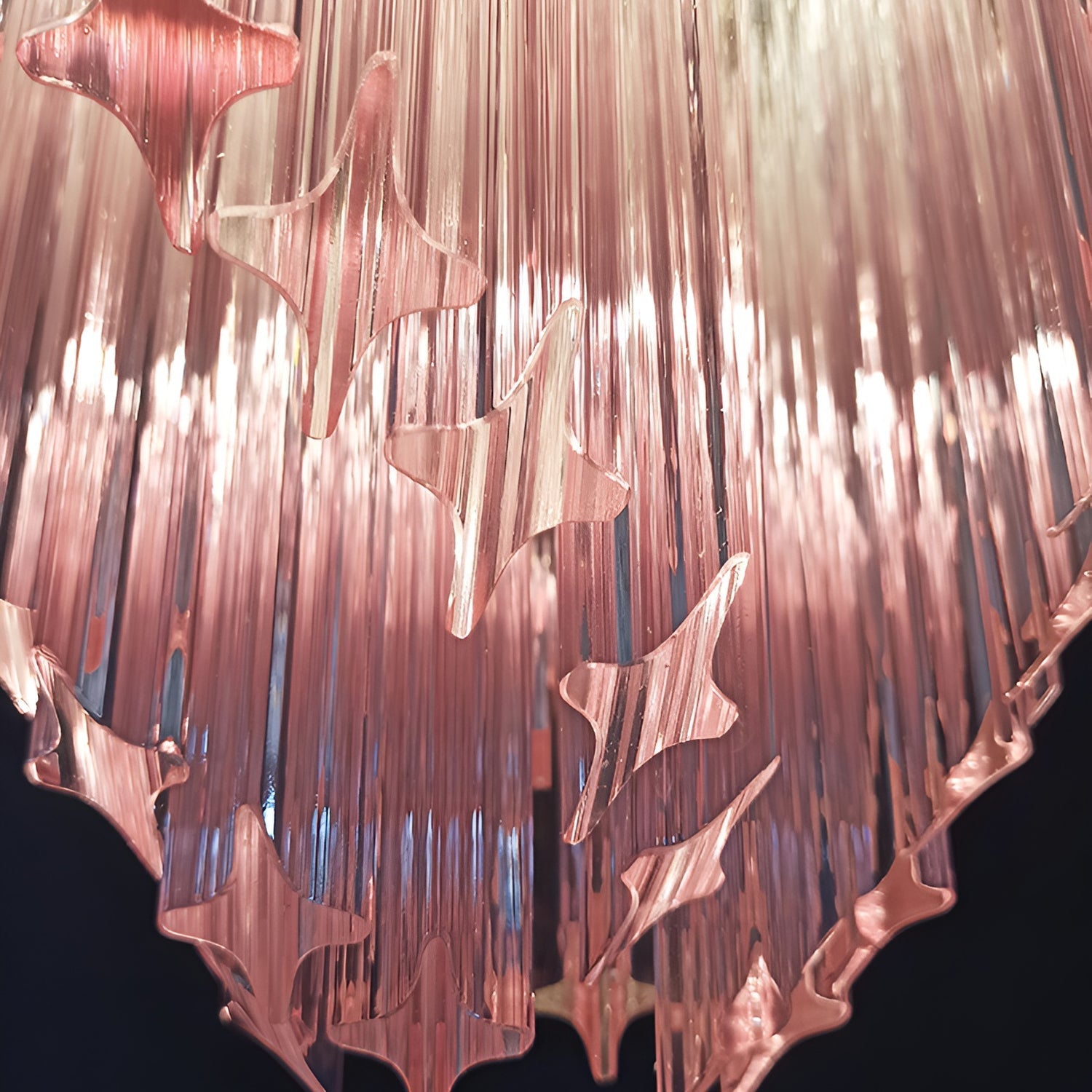 Glass Pink Prism Chandelier