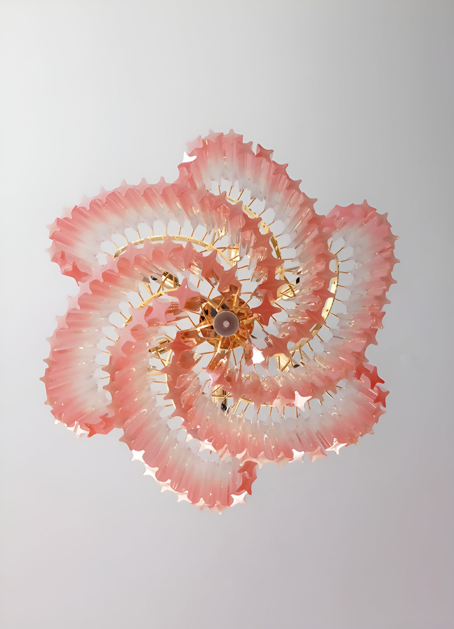Glass Pink Prism Chandelier