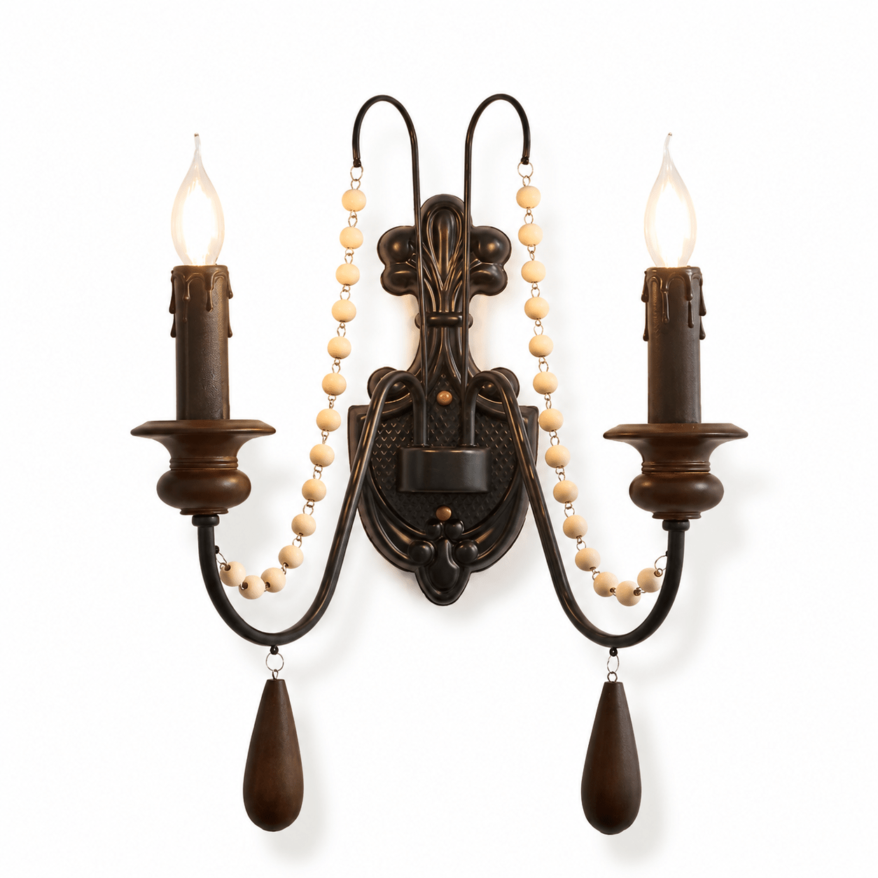 Newel Turned Wood Candle Sconce