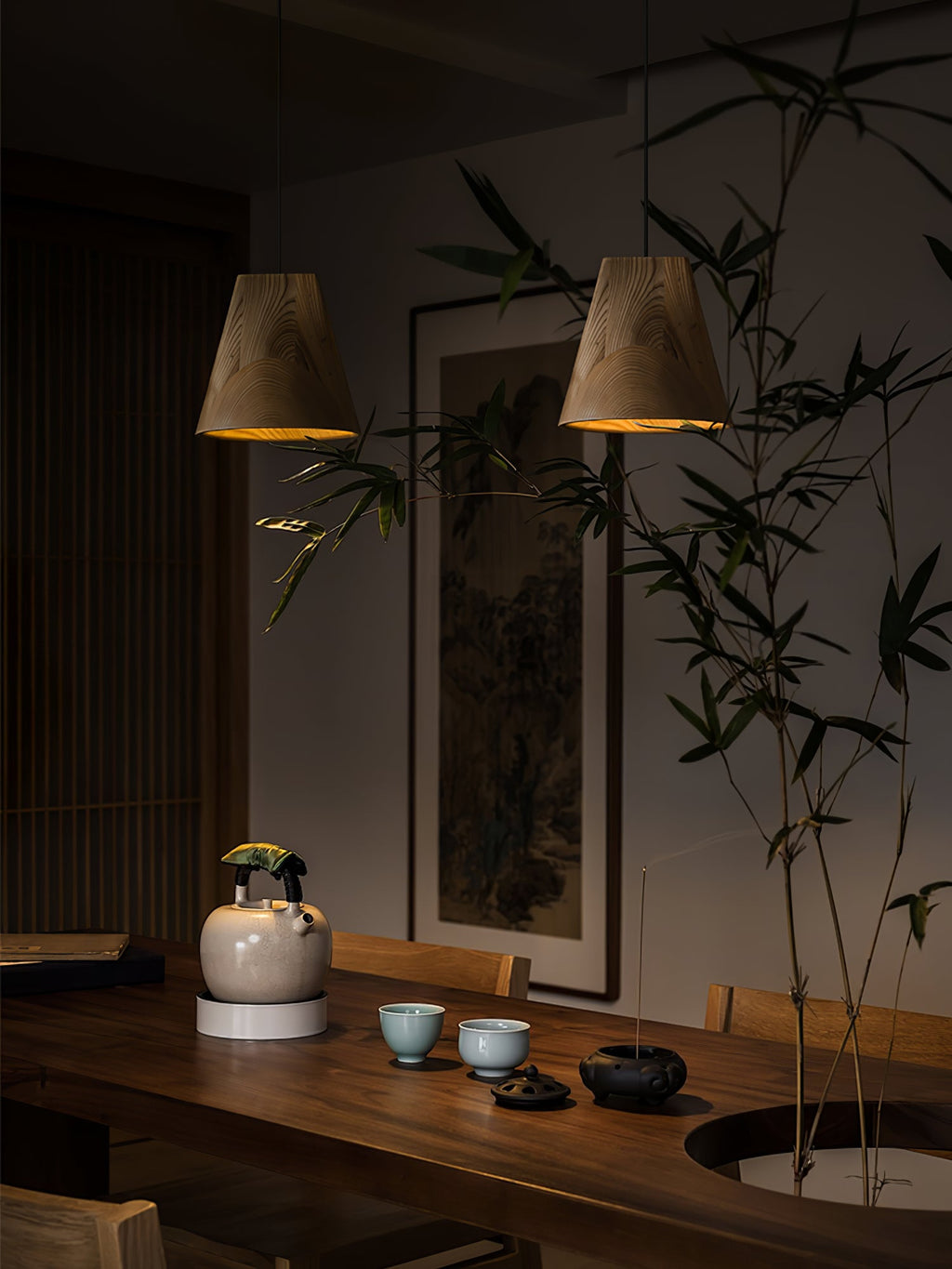 Nordic Tilted Wood Pendant Light