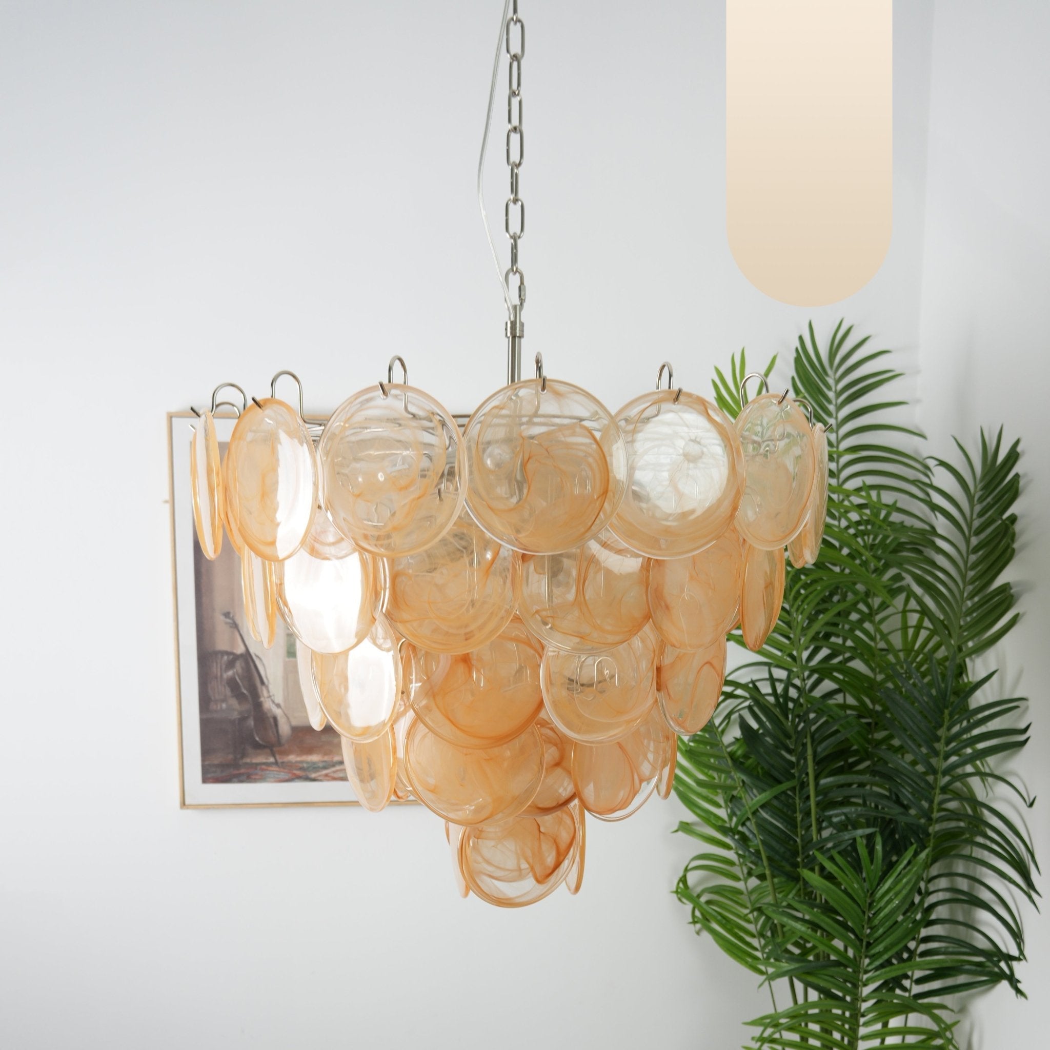 Orange Glass Disc Chandelier