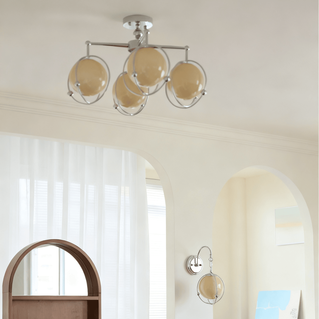 Orb Cage Semi Wall Lamp