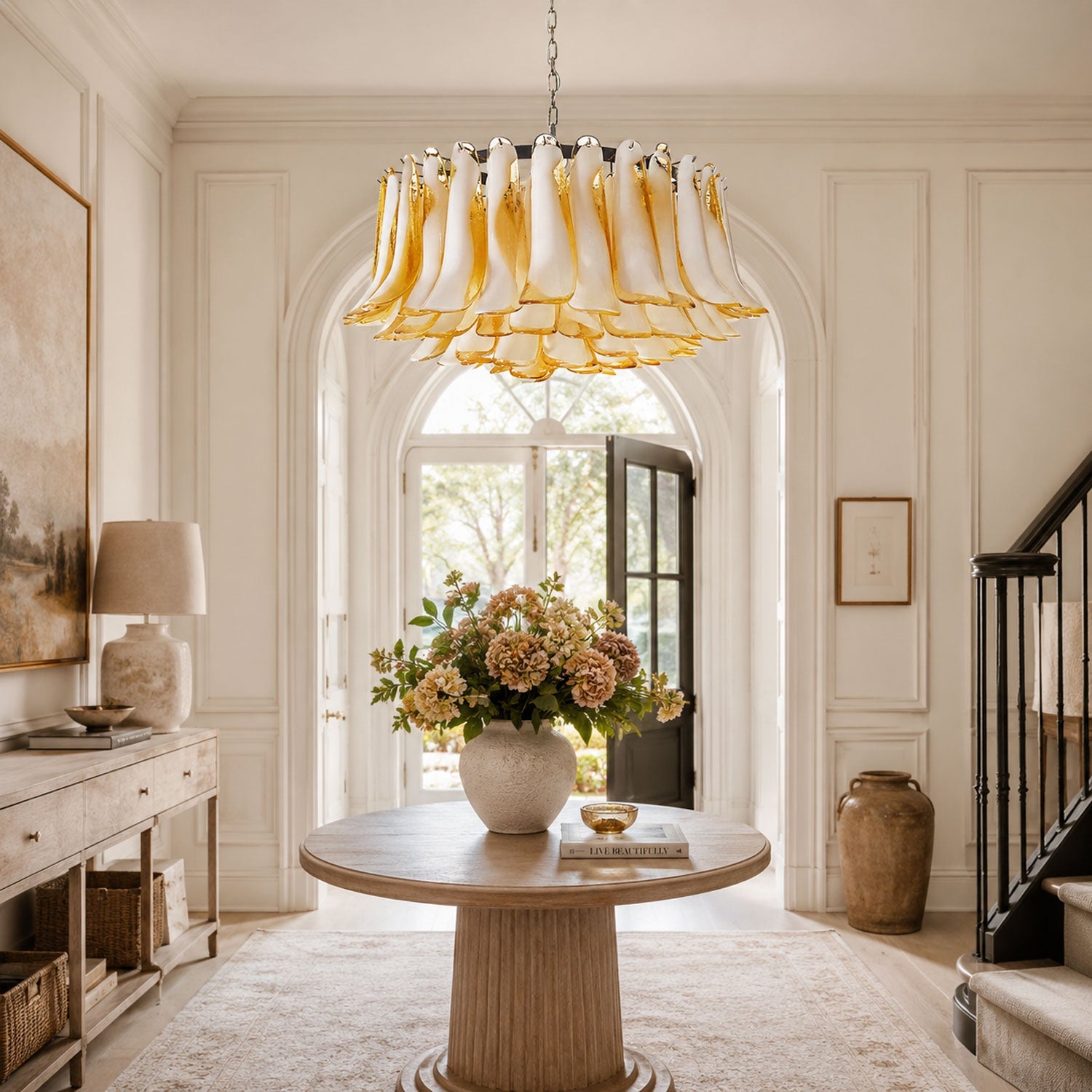 Petal Amber Glass Chandelier