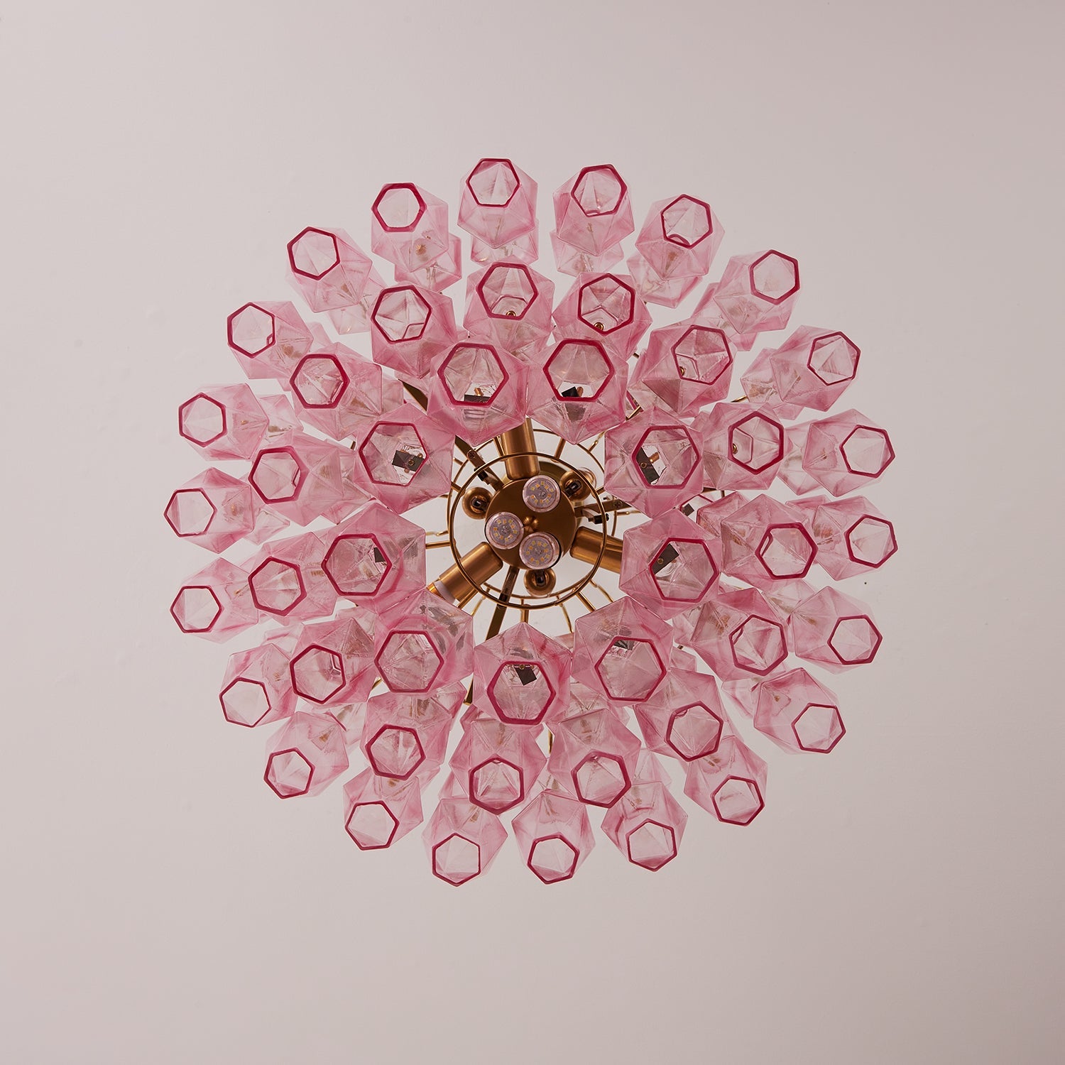 Pink Glass Prism Chandelier