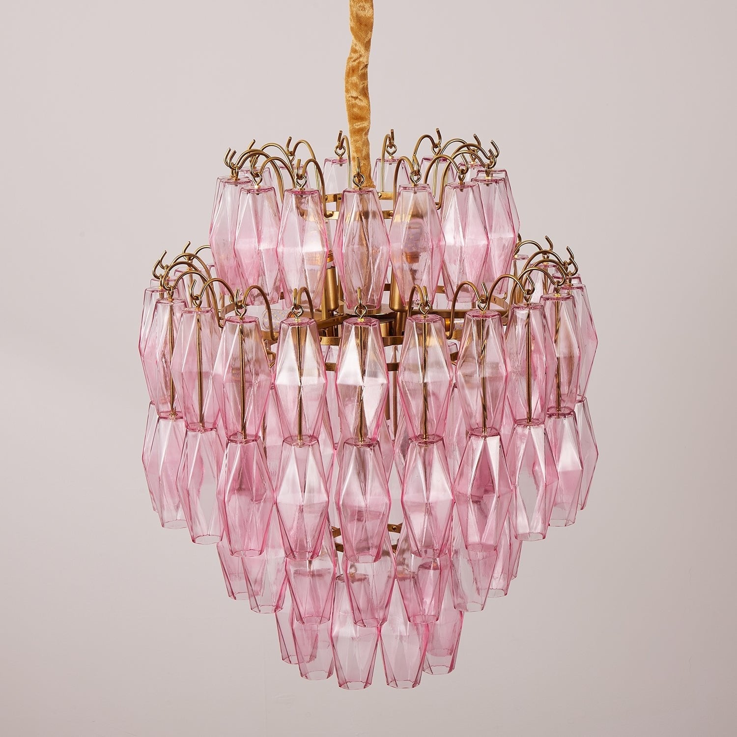 Pink Glass Prism Chandelier