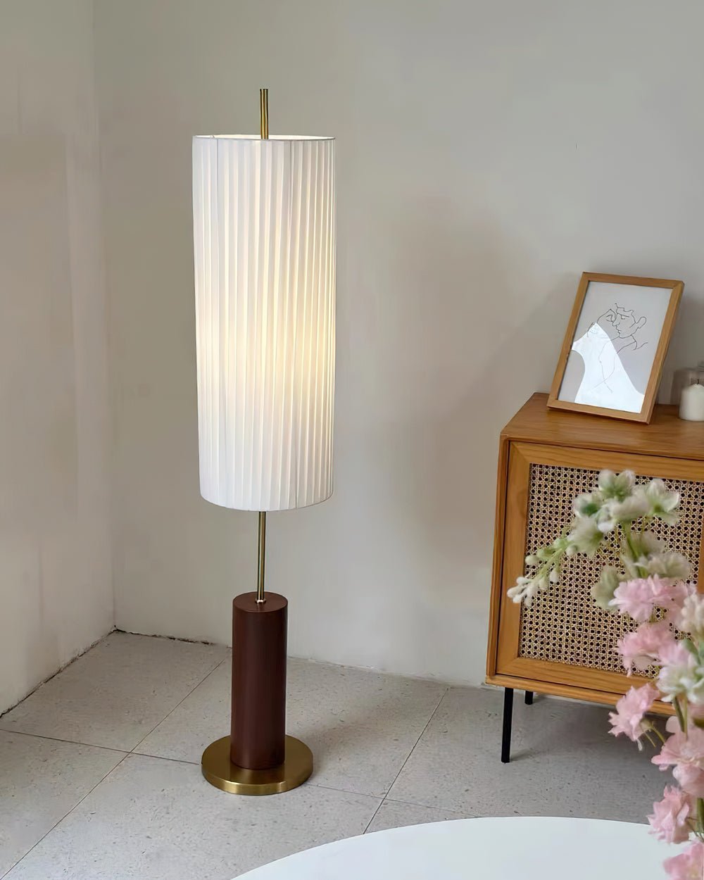 Pleated Cylinder Floor Lamp
