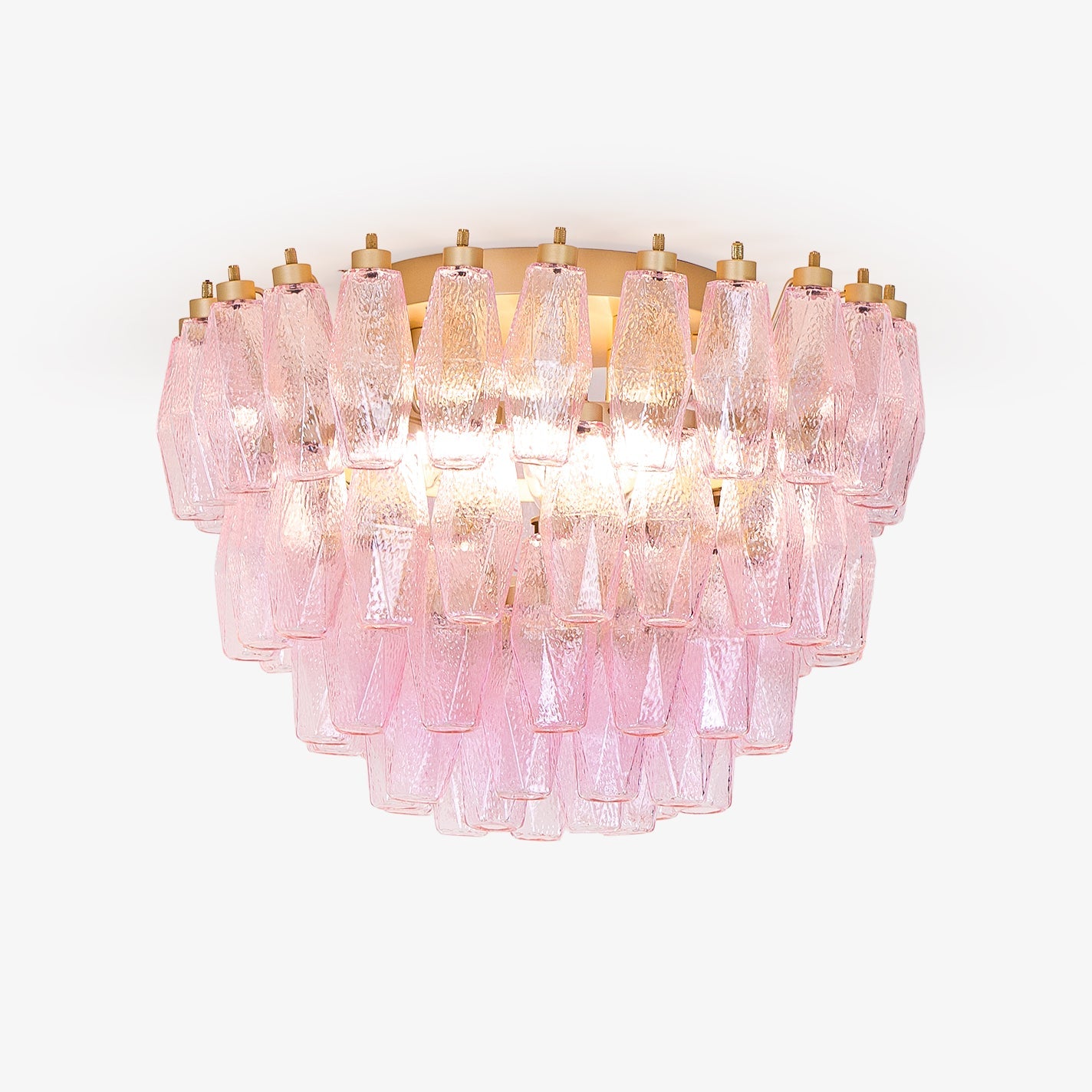 Poliedri Glass Pink Ceiling Light