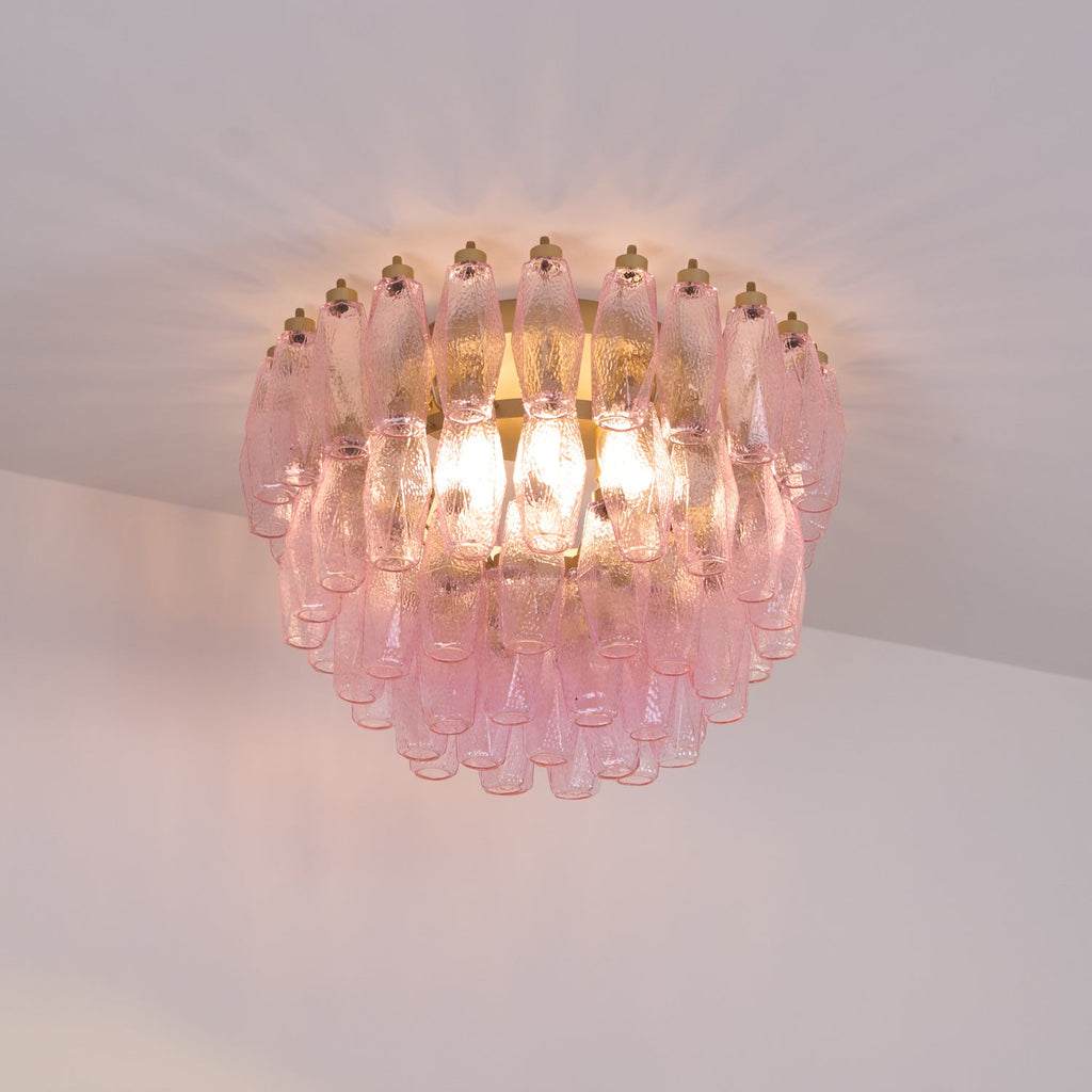 Poliedri Glass Pink Ceiling Light