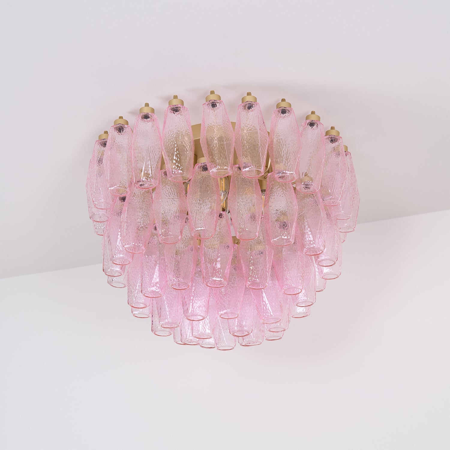 Poliedri Glass Pink Ceiling Light