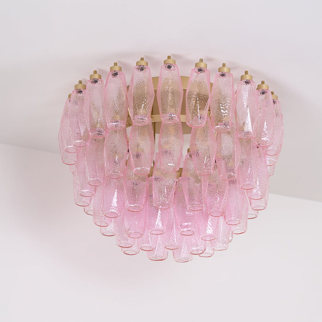 Poliedri Glass Pink Ceiling Light