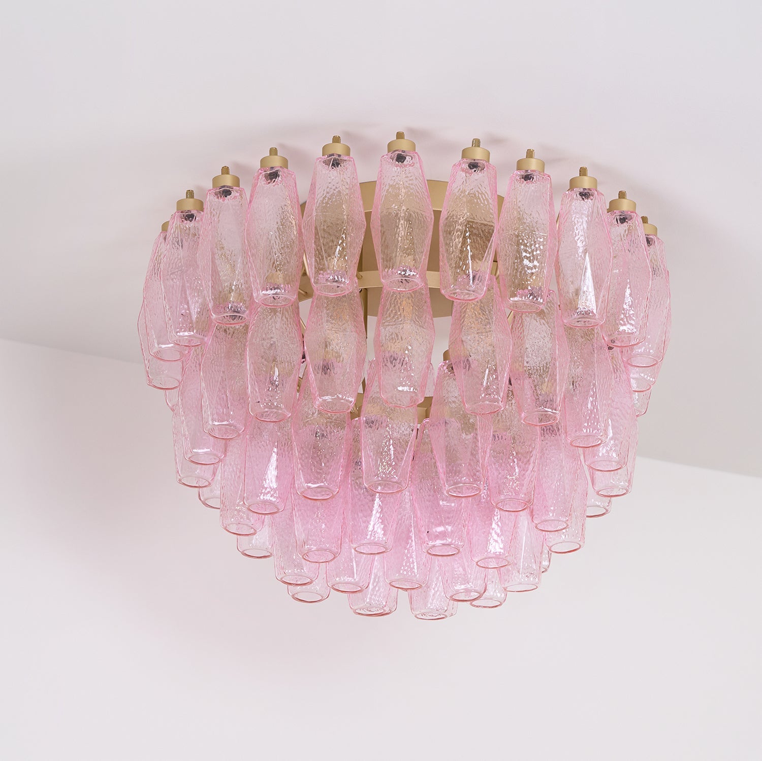Poliedri Glass Pink Ceiling Light