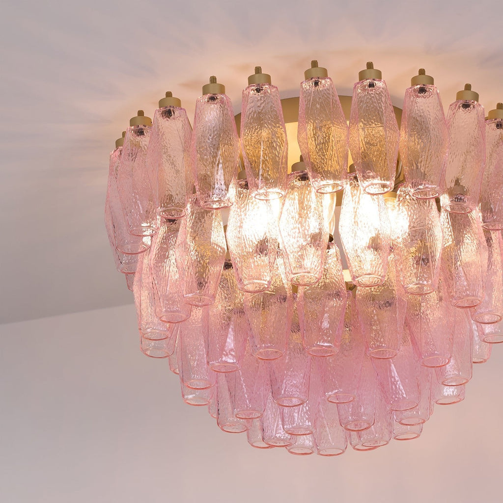 Poliedri Glass Pink Ceiling Light