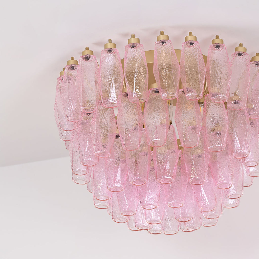 Poliedri Glass Pink Ceiling Light