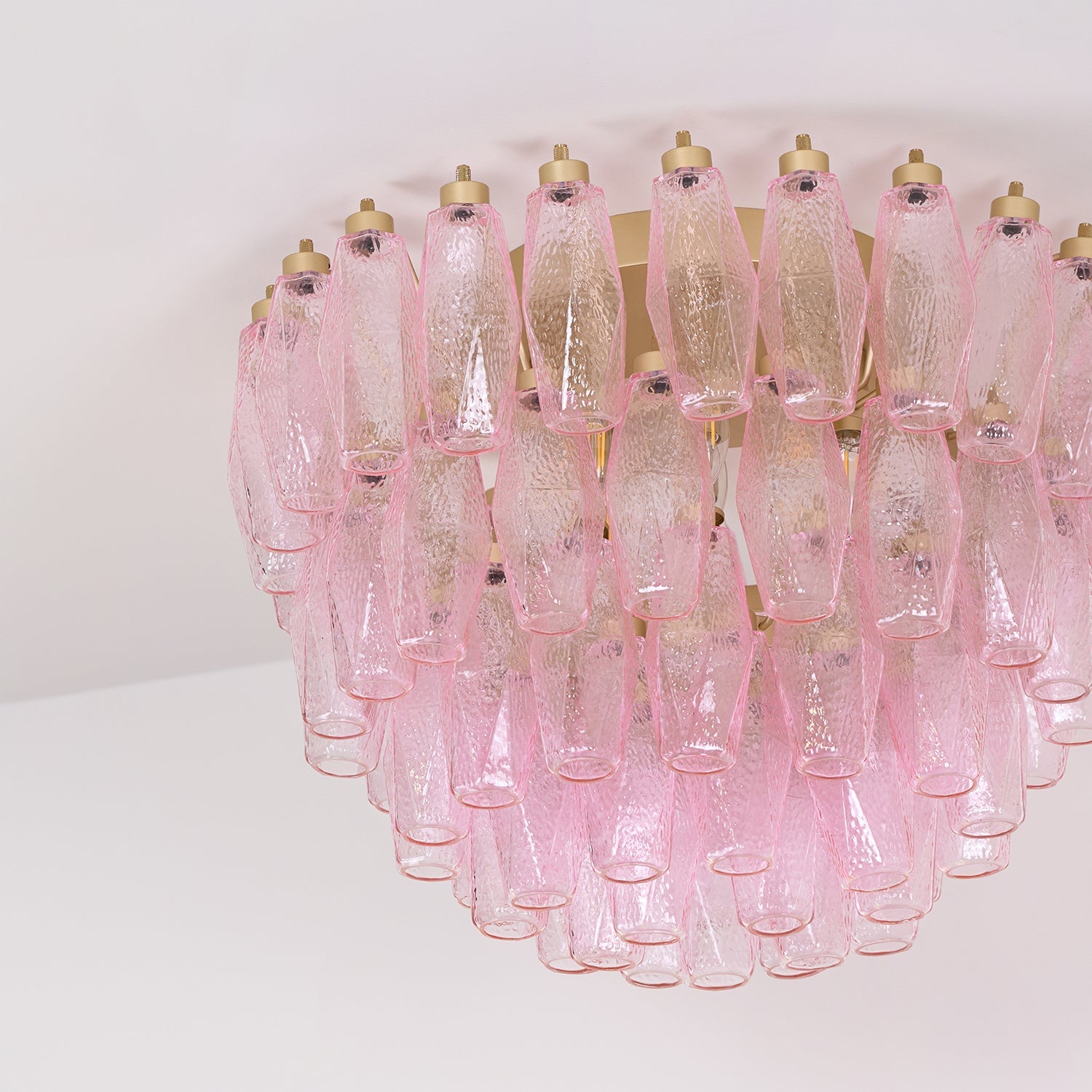Poliedri Glass Pink Ceiling Light