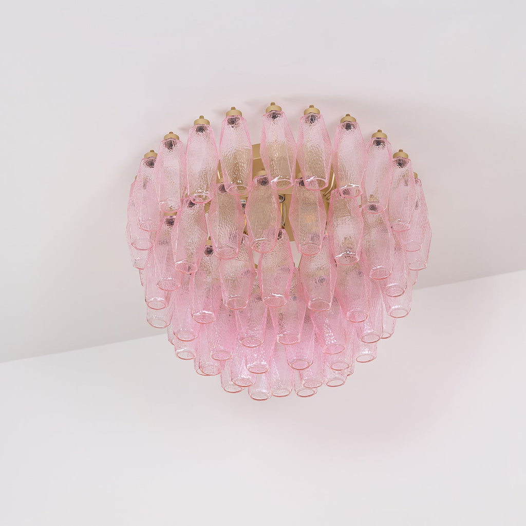 Poliedri Glass Pink Ceiling Light