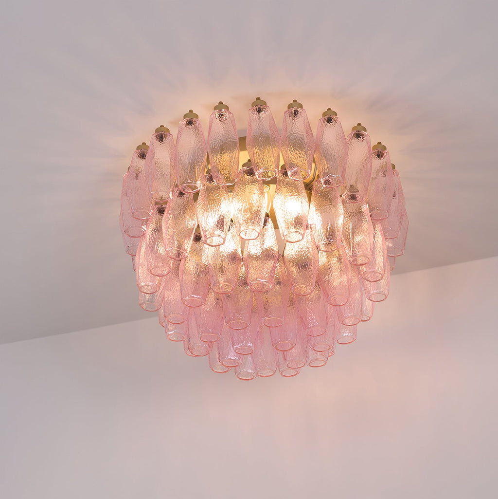 Poliedri Glass Pink Ceiling Light