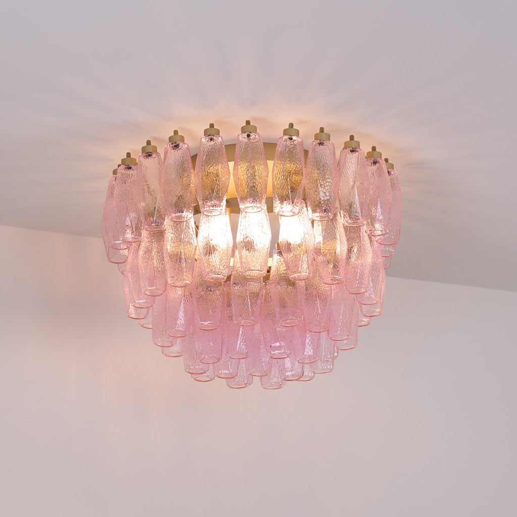 Poliedri Glass Pink Ceiling Light
