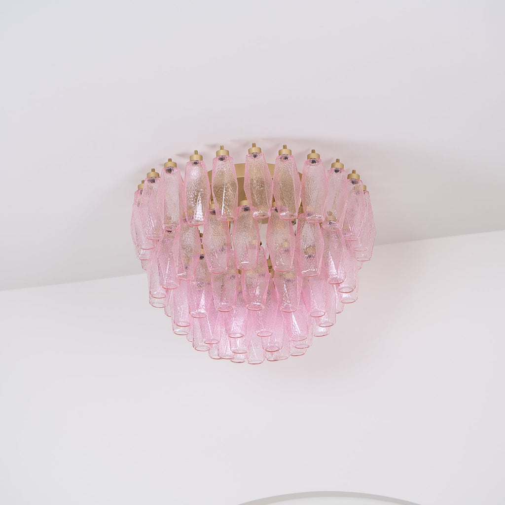 Poliedri Glass Pink Ceiling Light