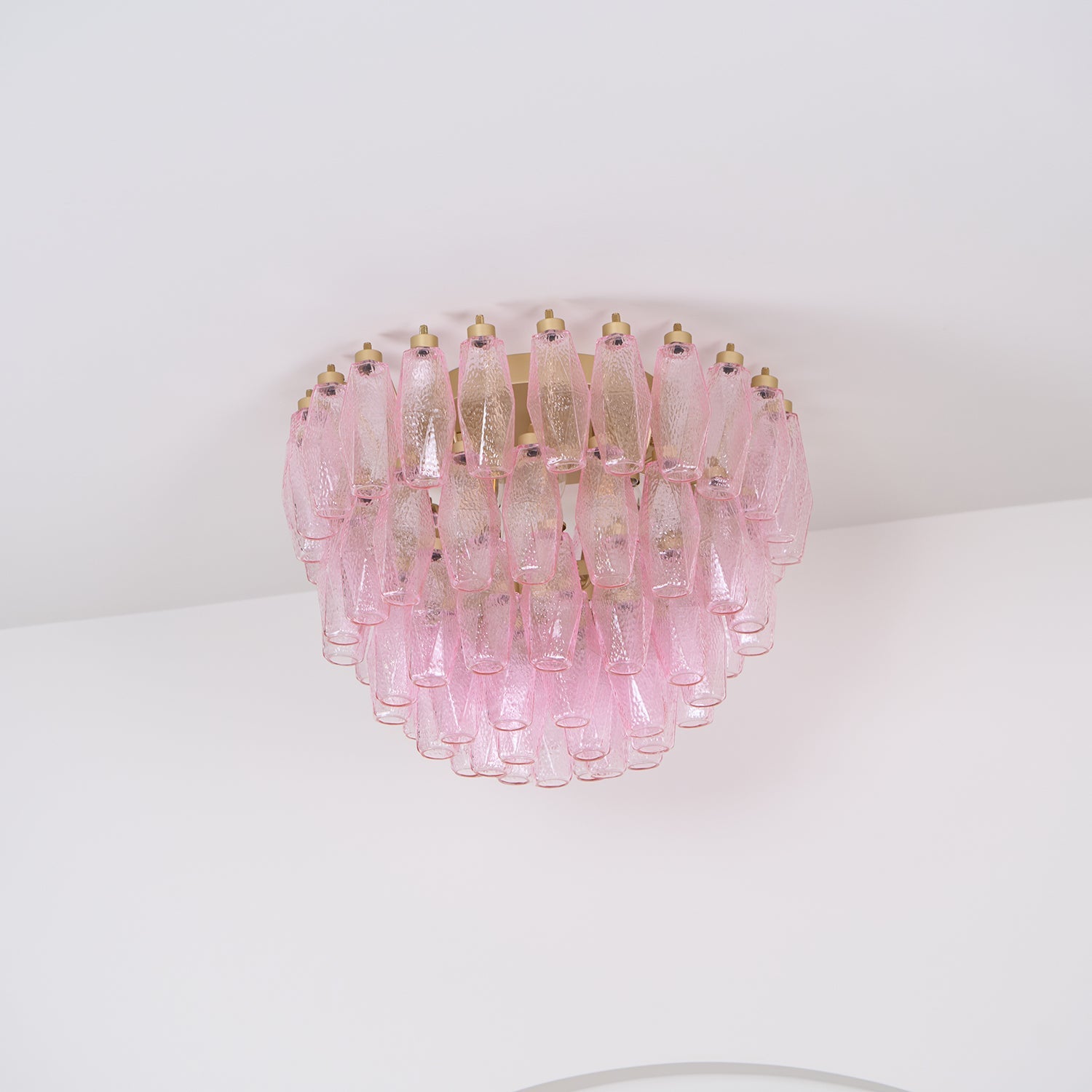 Poliedri Glass Pink Ceiling Light