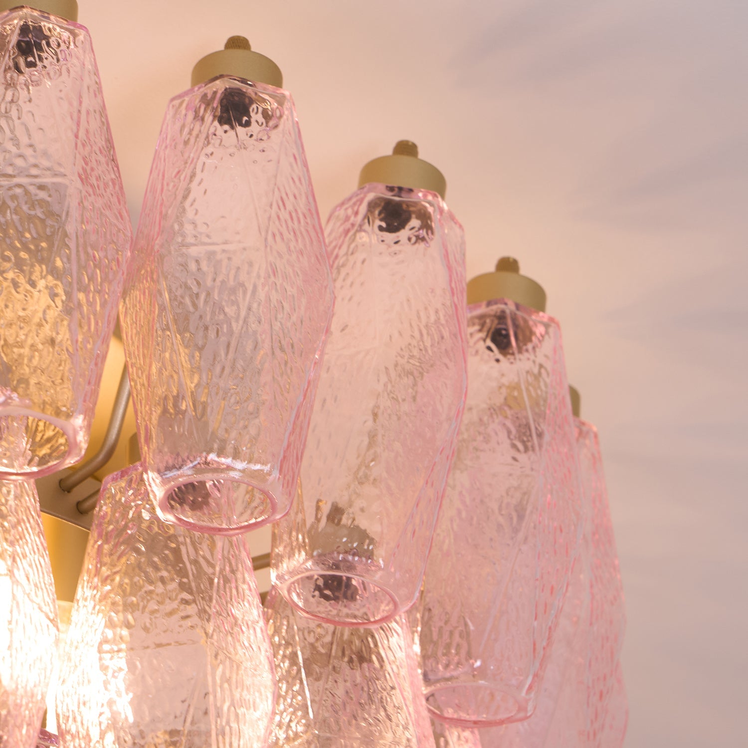 Poliedri Glass Pink Ceiling Light