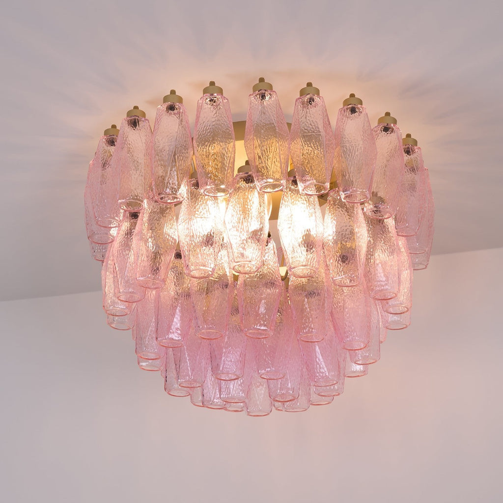 Poliedri Glass Pink Ceiling Light