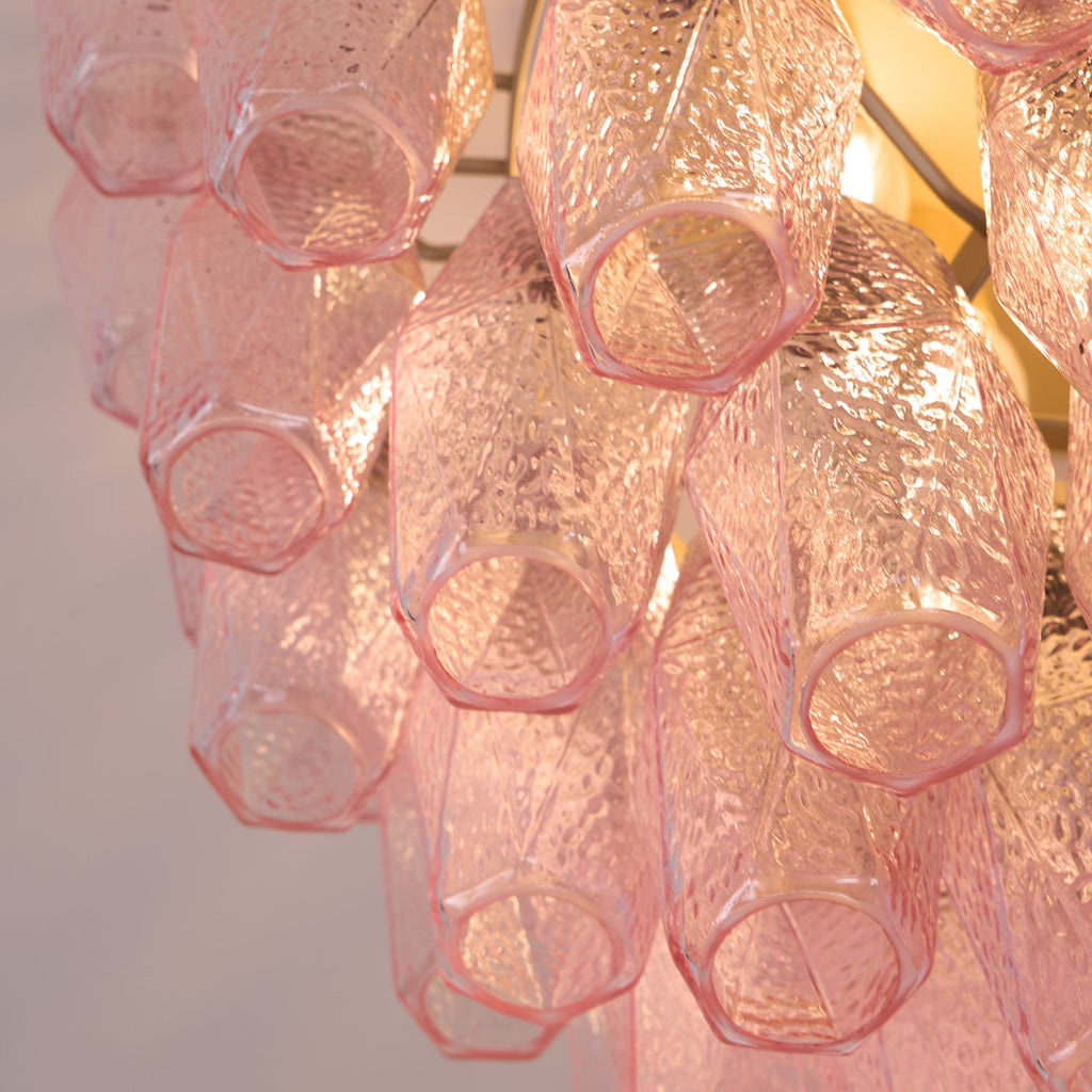 Poliedri Glass Pink Ceiling Light