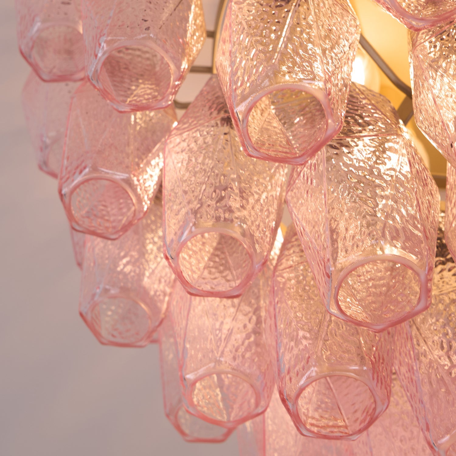 Poliedri Glass Pink Ceiling Light