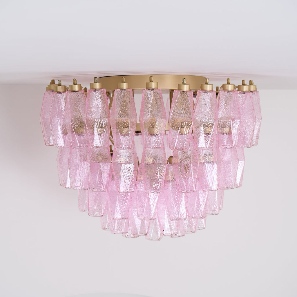 Poliedri Glass Pink Ceiling Light