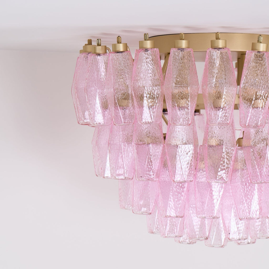 Poliedri Glass Pink Ceiling Light