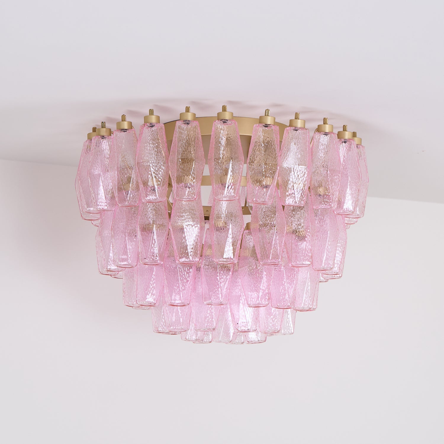 Poliedri Glass Pink Ceiling Light