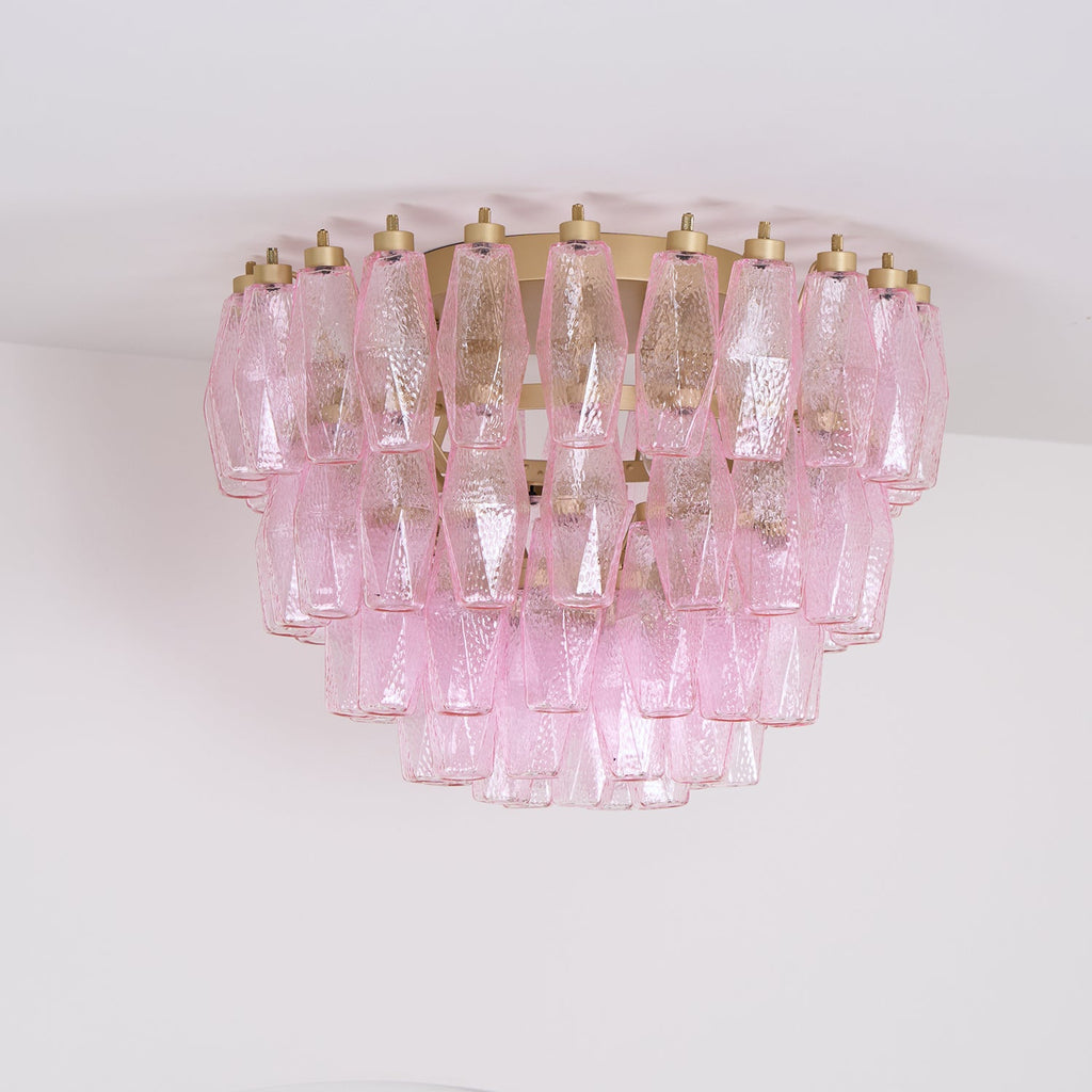 Poliedri Glass Pink Ceiling Light