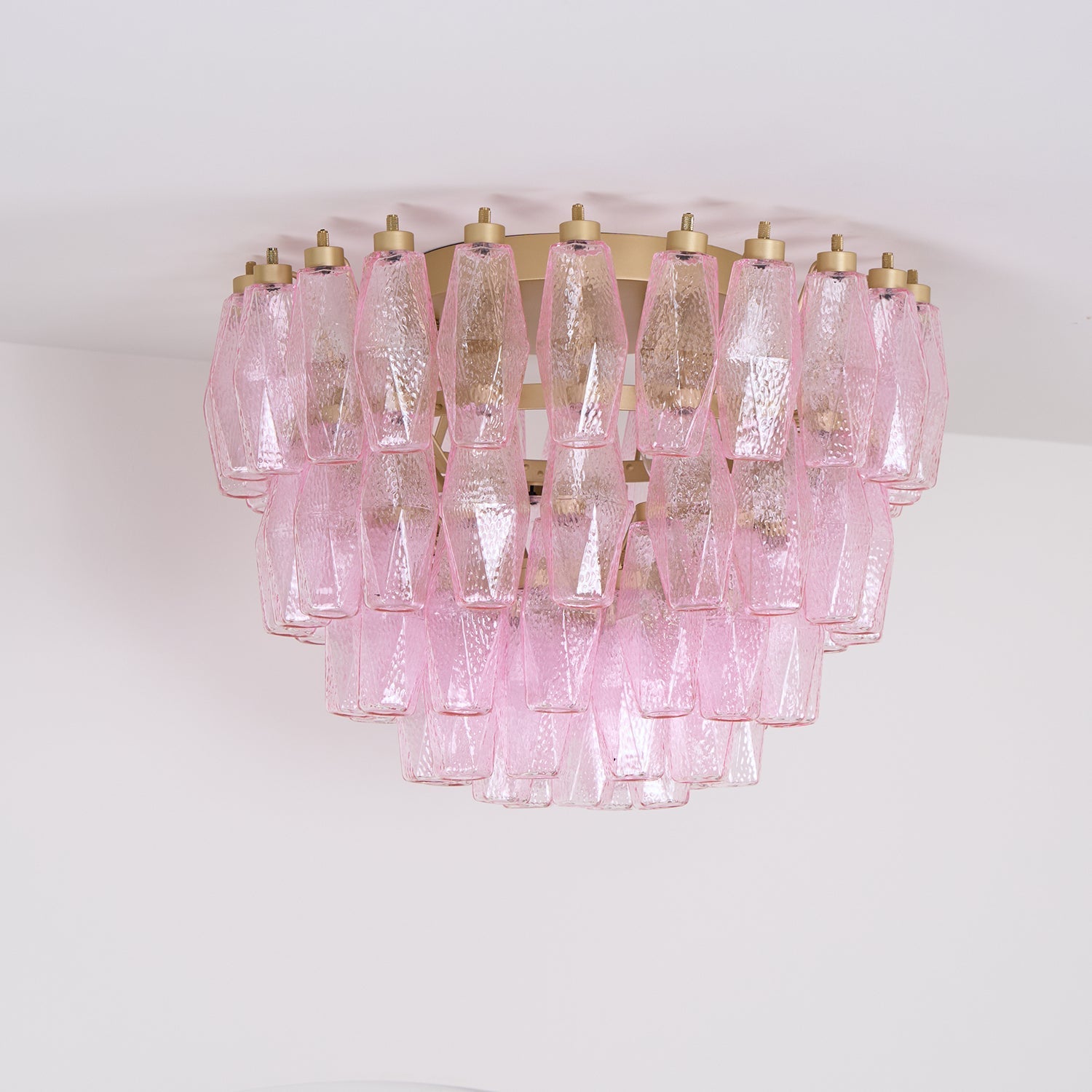 Poliedri Glass Pink Ceiling Light