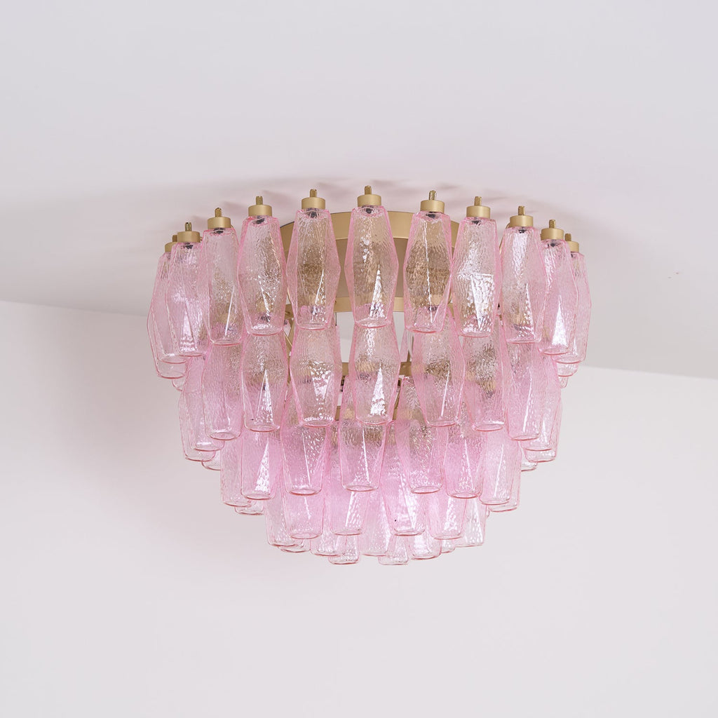 Poliedri Glass Pink Ceiling Light