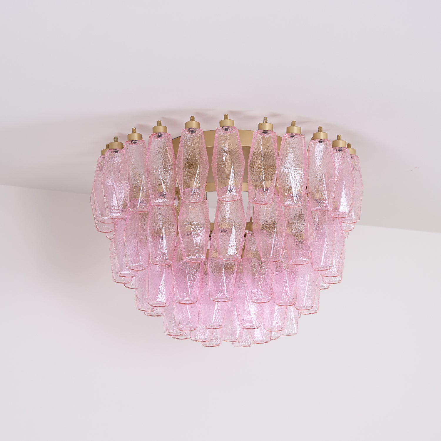 Poliedri Glass Pink Ceiling Light
