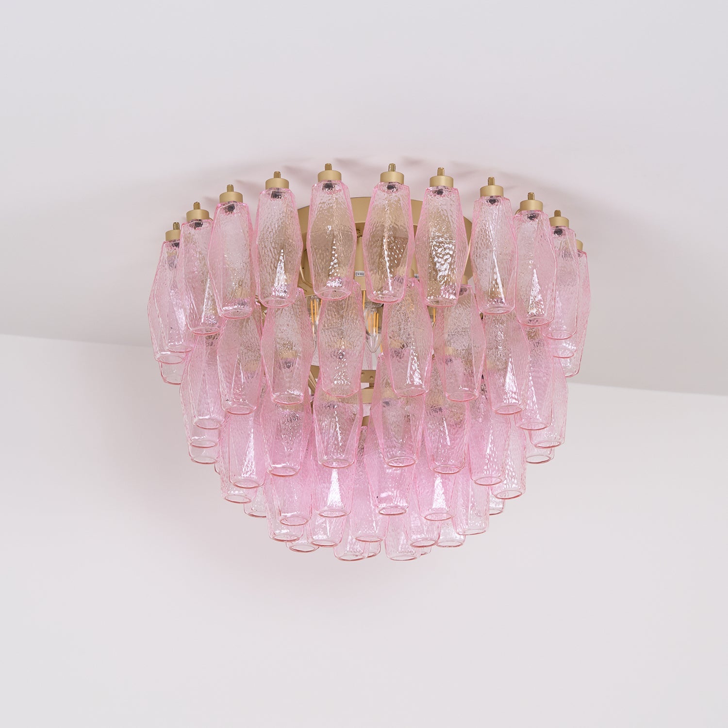 Poliedri Glass Pink Ceiling Light